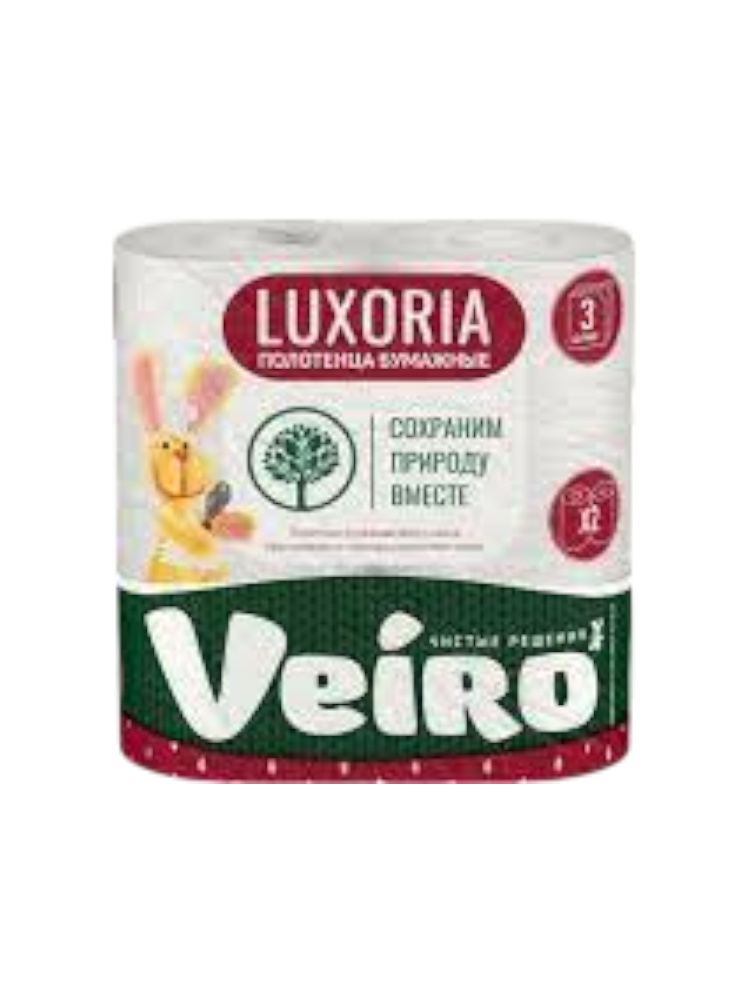 ПОЛОТЕНЦА БУМАЖНЫЕ VEIRO LUXORIA БЕЛЫЙ 3 СЛ 2 РУЛ